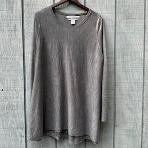 Max Studio Gray Extra Fine Merino Wool Tunic Sweater Top Buttons Back Womens 2X
